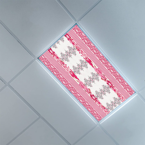 Fluorescent Light Covers for Classroom Office-Pink Floral Pattern-Light Filters Ceiling LED Ceiling Light Covers-2ft x 4ft Drop Ceiling Fluorescent Decorative,Pink Grey Magenta