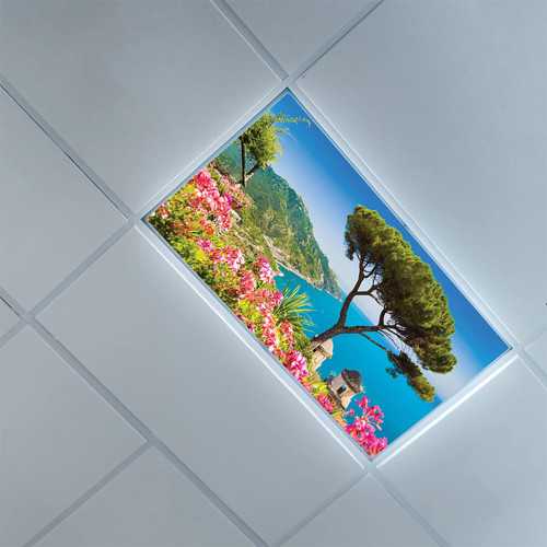 Fluorescent Light Covers for Classroom Office-Tree Pattern-Light Filters Ceiling LED Ceiling Light Covers-2ft x 4ft Drop Ceiling Fluorescent Decorative,Azure Blue Multicolor