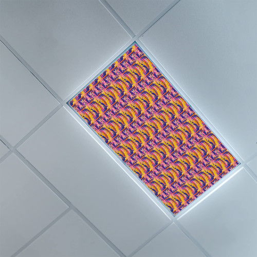 Fluorescent Light Covers for Classroom Office-Tropical Pattern-Light Filters Ceiling LED Ceiling Light Covers-Office & Classroom Decorations,Dark Lavender Marigold Pink