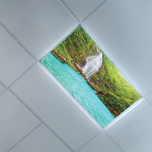 Fluorescent Light Covers for Classroom Office-Waterfall Pattern-Light Filters Ceiling LED Ceiling Light Covers-Office & Classroom Decorations,Turquoise Green White