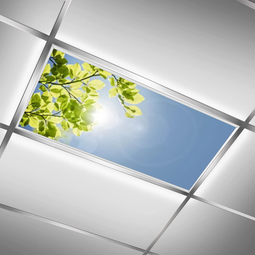 Leaves,Green,Fluorescent Light Covers,Fluorescent Light Covers for Classroom, Office, Hospital and Home-Easy to Install-Improves Room Aesthetics,4x2 ft