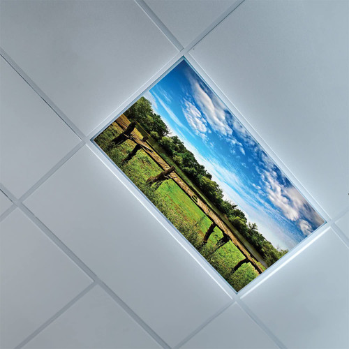 Lorougei Fluorescent Light Covers for Ceiling Light Diffuser Panels-Landscape Pattern-Light Filters Ceiling LED Ceiling Light Covers-2ft x 4ft Drop Ceiling Fluorescent Decorative,Green Blue