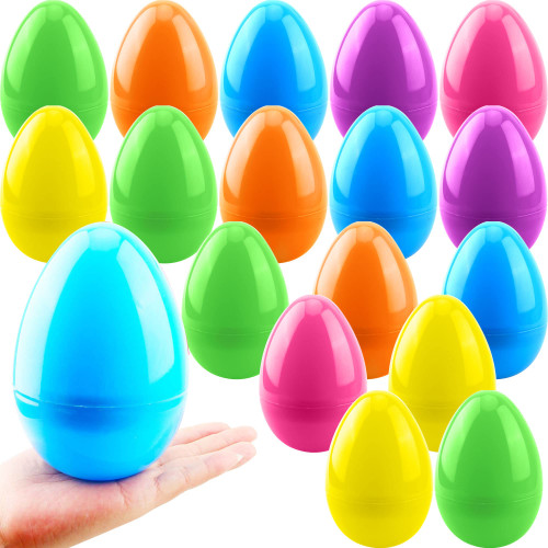 Haconba 18 Pack 6 Inch Jumbo Fillable Easter Eggs Large Bright Colorful Plastic Easter Eggs for Easter Decoration Egg Hunt Basket Stuffers, 6 Colors