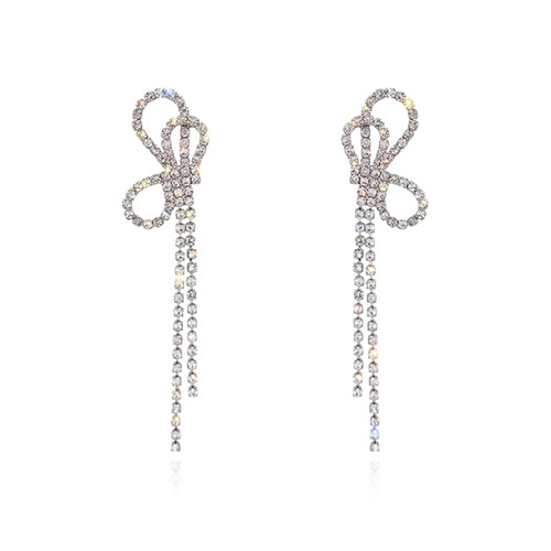 Luxval Rhinestones Bow Earrings for Women silver rhinestone earrings Sparkly Long Linear Dangle Earrings Dangle Tassels Statement Earrings Bridal Wedding Luxval Rhinestones Bow Earrings for Women silver rhinestone earrings Sparkly Long Linear Dangle Earrings Dangle Tassels Statement Earrings Bridal Wedding