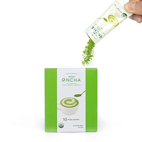 Encha Latte Grade First Harvest Organic Matcha Single Packets (USDA Organic Certificate and Antioxidant Content Listed, Pure Matcha Directly from Farm in Uji, Japan, 10 Individual Packets)