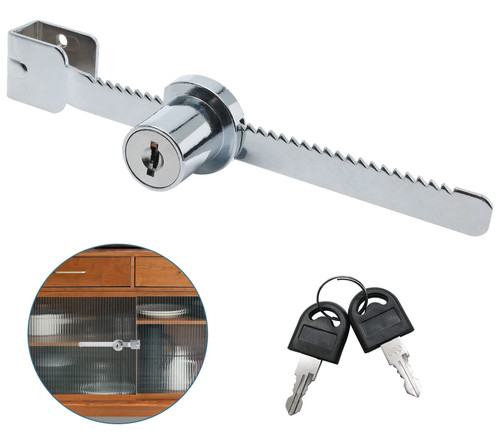 Kemcatui Sliding Glass Door Lock Display Lock, Showcase Lock with Keyed Alike, Chrome Finish Ratchet Lock Window Locks Security