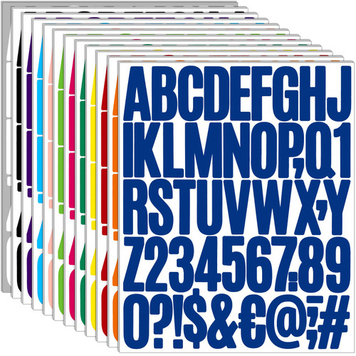 Bemeol 24 Sheets Large Letter Sickers 2 inch Vinyl Letter Alphabet Number Stickers for Bulletin Board Classroom Mailbox Window Door Home Decor(Multi Colors)