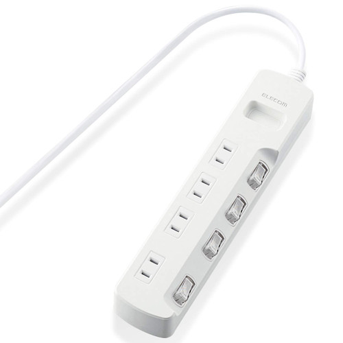 ELECOM Energy Saving Power Strip with Dust Shutter with switches 1m 4 Outlet [White] T-E6A-2410WH (Japan Import)