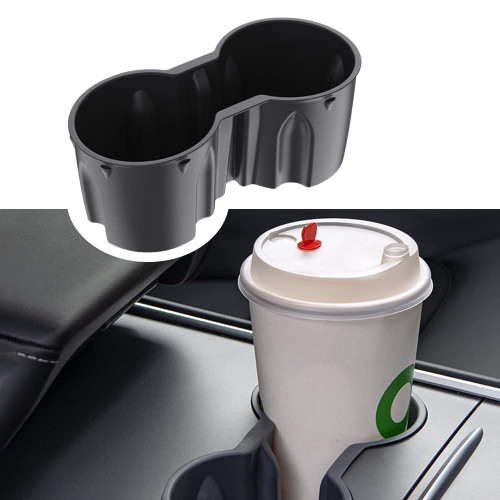 for Tesla Model 3 Model Y Water Cup Holder Center Console Cupholder Cover, Silicone Cup Holder Inserts for Model 3 Model Y (Black)