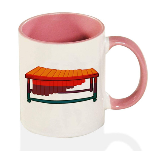 Mousus Two Tone Pink Mug Vibraphone Musical Instrument Coffee Mug Vibraphone Coffee Mug Cup, Unique Gift Idea For Friend, Family Member, 11 OZ