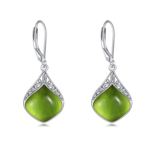 Peridot Teardrop Earrings Sterling Silver Filigree Irish Green Drop Earrings Natural Stone Peridot Dangle Earrings Jewelry Gifts for Women Girls