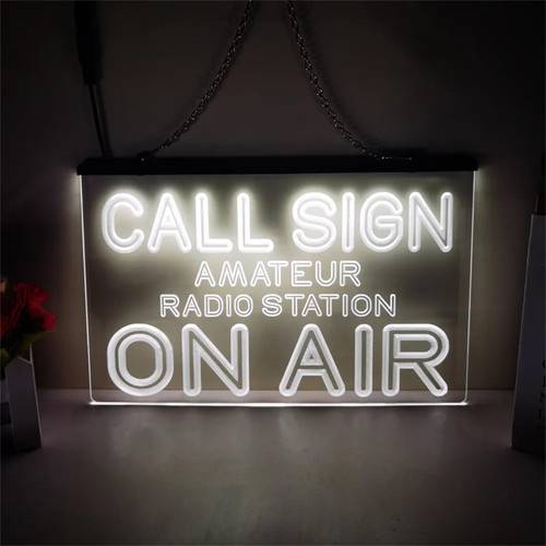 Call Sign Amateur Neon Sign Radio Station Neon Sign "ON AIR" Neon Sign LED Neon Home Broadcast Studio Wall Decor 3D Night Light Broadcast Room Light Sign,C,11.8"x7.9"