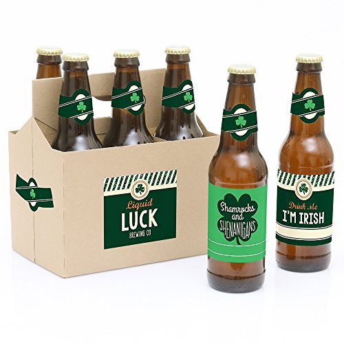 St. Patrick's Day - 6 Saint Patty's Day Beer Bottle Labels and 1 Carrier
