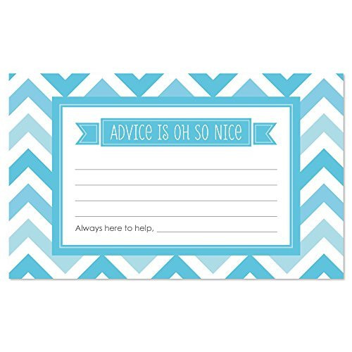 Big Dot of Happiness Chevron Blue - Baby, Bridal Shower or Birthday Party Advice Cards - 18 Count