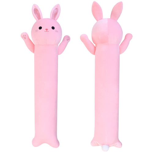 MUFEIRUO Long Bunny Plush Pillow Toy?23" Cute Pink Long Bunny Stuffed Animals Body Pillow Rabbit Plush Pillow Toy, Soft Long Sleeping Hugging Pillow for Kids Girls Boys Adults Birthday Easter Gifts