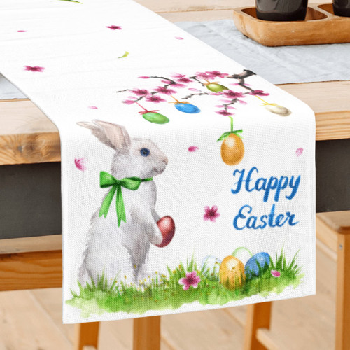 Easter Table Runner - Burlap Easter Runner for Table Cute Bunny Easter Eggs Farmhouse Rustic Table Decorations for Outdoor Home Party 13x72 Inch Easter Table Runner - Burlap Easter Runner for Table Cute Bunny Easter Eggs Farmhouse Rustic Table Decorations for Outdoor Home Party 13x72 Inch