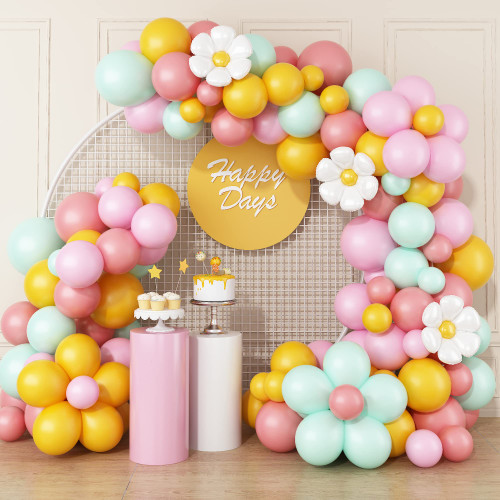 Daisy Balloon Garland Arch Kit,Retro Yellow Pink Green Hippie Boho Balloons Garland Daisy Flower Balloons For Birthday Baby Shower Bridal Wedding Groovy Daisy Party Decorations Daisy Balloon Garland Arch Kit,Retro Yellow Pink Green Hippie Boho Balloons Garland Daisy Flower Balloons For Birthday Baby Shower Bridal Wedding Groovy Daisy Party Decorations