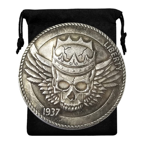 Kocreat Copy 1937 U.S Hobo Coin - Imperial Crown Skeleton King Silver Plated Replica Morgan Dollar Souvenir Coin Challenge Coin Lucky Coin