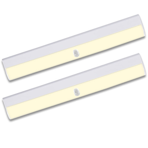 Closet Lights Motion Sensor Under Cabinet Lights Battery Operated 2 Pack Night Light Bar, LED Lights Wireless Stick-on Anywhere, Safe Lights for Kitchen Closet Cabinet Wardrobe Stairs Bedroom (Warm)