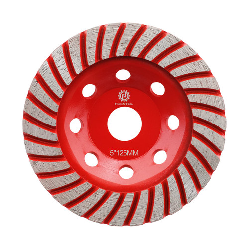 FOCSTOL Diamond Grinding Cup Wheel - 5''(125mm) Turbo Row Grinding Wheel for Concrete Granite Marble Masonry Artificial Stone for Angle Grinder