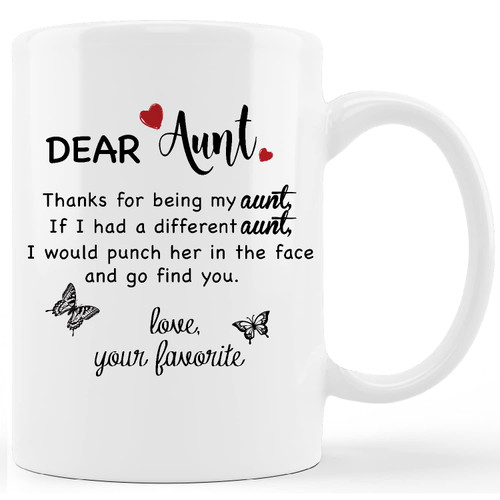 GICHUGI Dear Aunt Love Your Favourite Ceramic Mug-11 Ounces Best Aunt Coffee Milk Tea Mug Cup,Aunt Auntie Gifts From Niece Nephew