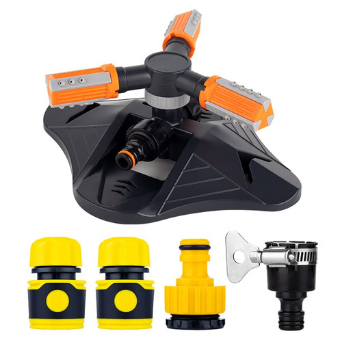 Lawn Sprinkler,Upgrade Garden Sprinkler Automatic 360 Degree Rotating Irrigation Grass Water Sprinkler System, Garden Hose Sprinkler for Yard/Built in 36 Units Angle Spray Nozzles (Orange)