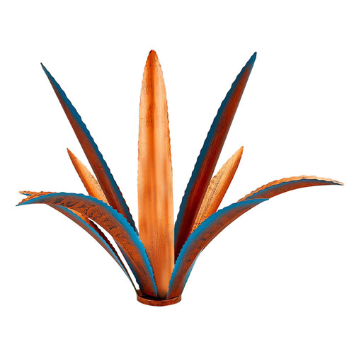 BUJIATANG Outdoor Statues Metal Yard Art Metal Flowers Outdoor Decor 9 Leaves Metal Agave Yard Art Tequila Rustic Garden Sculpture Statue for Yard, Garden Ornaments (Blue)