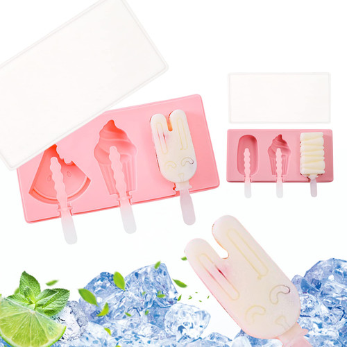 Popsicle Mould with Lid Silicone Ice Lolly Mould Ice Cream Mould with Stick for Kid DIY Popsicle Tool 2PCS Ice Pop Molds