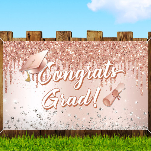 2023 Congrats Grad Backdrop Rose Gold Graduation Party Banner Decorations Congrats Grad Photo Booth Background Grad Party Photography Backdrop Graduation Photo Prop Supplies, 70.8 x 43.3 Inches