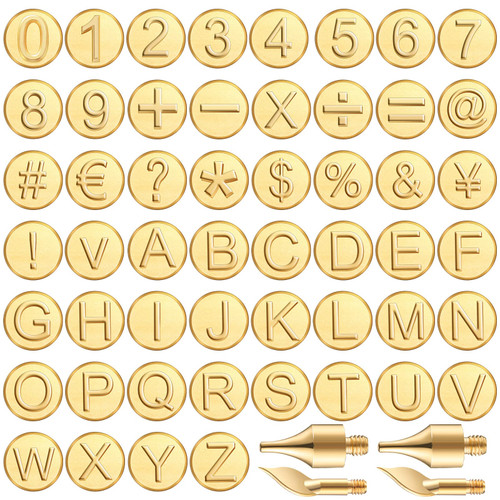 56 Pieces Wood Burning Tip Letter Wood Burning Tip Set Including Alphabet Number Symbol for Wood Burner Craft DIY Embossing Carving Wood Burning