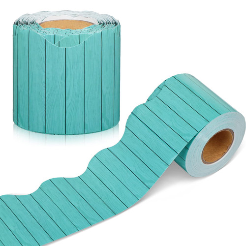 Panelee 68.9 Feet Turquoise Wood Roll Bulletin Board Border Decor Scalloped Wood Bulletin Board Borders Scalloped for Classroom Bulletin Boards Chalkboard Wall Decor