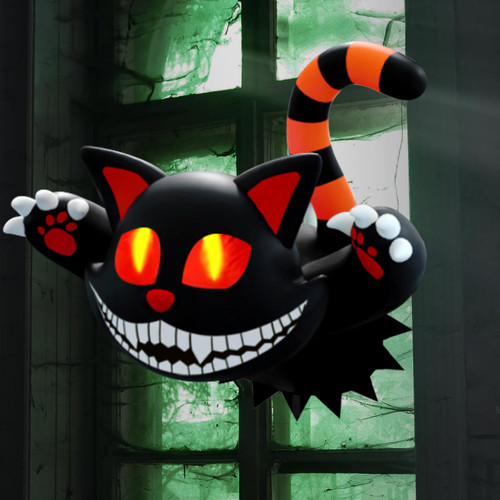 3.5 FT Halloween Inflatable Black Cat LED Broke Out from Window Decorations Halloween Blow Up Scream for Outdoor Yard Garden Lawn LED Decorations
