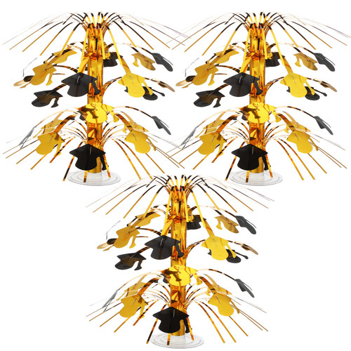 3 Pieces Graduation Tables Centerpieces Class of 2023 Graduation Party Decorations Glitter foil Graduate Hats Cascade Decor Supplies for Grad Party