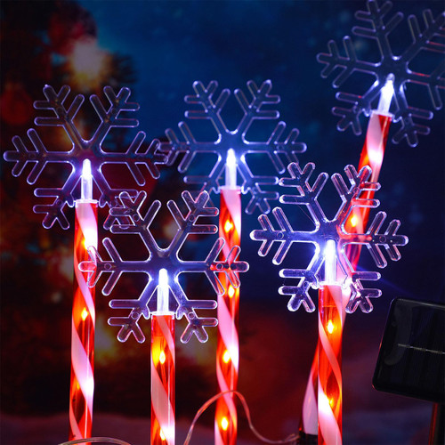 VIHOSE 10 Pcs Solar Christmas Snowflake Pathway Lights Outdoor Solar Red and White Candy Stake LED Waterproof Christmas Snowflake Landscape Light for Walkway Garden Lawn Yard Festival Christmas Decor VIHOSE 10 Pcs Solar Christmas Snowflake Pathway Lights Outdoor Solar Red and White Candy Stake LED Waterproof Christmas Snowflake Landscape Light for Walkway Garden Lawn Yard Festival Christmas Decor