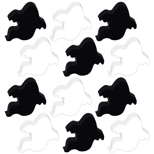 Geyee 100 Pcs Halloween Ghost Cutouts Realistic Black and White Ghost Paper Wall Cutouts for Halloween Classroom Bulletin Board Wall Cutouts Decor Halloween Craft Projects Party Supplies