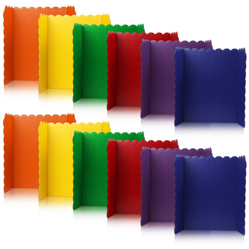 12 Pcs Trifold Poster Board Presentation Board Lightweight Portable Displays Board Trifold Exhibition Board for Science Fair, School Projects and Business Presentations (Colorful, 16 x 24 Inches)