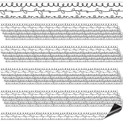 Harloon 24 Pcs Magnetic Borders for Classroom Whiteboard Bulletin Board Borders Magnetic Strips for Whiteboard Classroom Borders Bulletin Board Trim for School Teacher Decorations (Black Line)