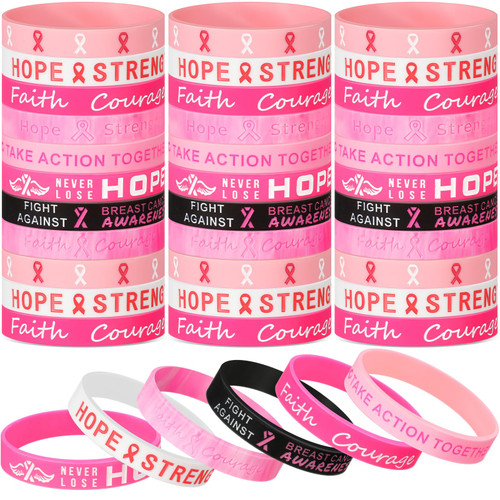 Wettarn 240 Pcs Breast Cancer Awareness Bracelet Pink Ribbon Cancer Awareness Rubber Bracelet Silicone Breast Cancer Awareness Wrist Band Bulk Inspiring Wristbands with Hope Faith for Party Favors Wettarn 240 Pcs Breast Cancer Awareness Bracelet Pink Ribbon Cancer Awareness Rubber Bracelet Silicone Breast Cancer Awareness Wrist Band Bulk Inspiring Wristbands with Hope Faith for Party Favors