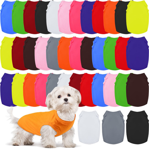 Silkfly 39 Pieces Dog Shirts Clothes Pet Puppy Blank Clothes Summer Soft Dog T Shirt Breathable Plain Puppy Shirt Dog Blank Shirts Costume for Small Medium Large Dog Pet (Medium)