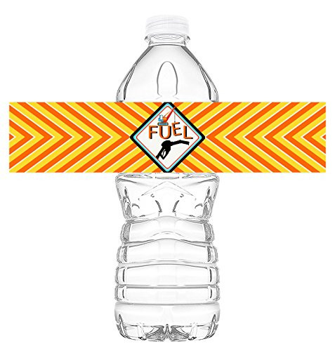 Construction Bottle Wraps - 20 Construction Water Bottle Labels - Construction Decorations - Made in the USA