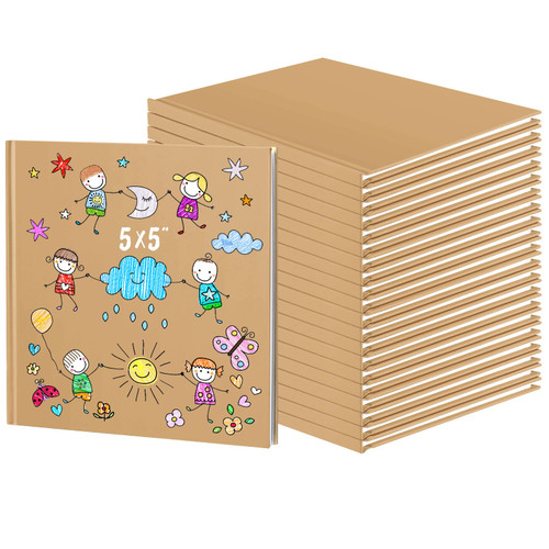 30 Pcs Blank Hardcover Books for Kids to Write Stories Bulk Blank Story Book Back to School Whiting Sketchbook 20 Sheets/ 40 Pages Each for Students Classroom (Kraft Color,5 x 5 Inch)