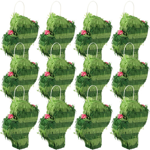 12 Pieces Mini Donkey Pinatas Small Mexican Pinata Cactus Fiesta Decorations Mexican Party Decorations Cinco De Mayo Pinata for Mexican Fiesta Theme Supplies Birthday Party Decorations (Cactus)