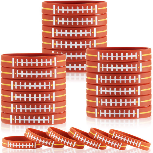 Football Party Favors Football Bracelets Silicone Stretch Football Themed Party Supplies Birthday Rubber Wristbands Bracelets Soft Rubber Ball Bracelets for boys Kids Adults Party Supplies (36 Pieces)