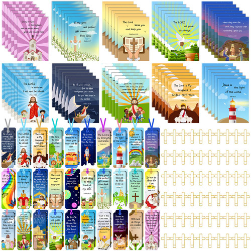 Purpeak 180 Pcs Bible Verse Notebook Set Journal Bible Prayer for Kid 60 Bible Notebook 60 Bookmark 60 Paperclip, Scripture Notepad Christian Gift Small Pocket Journal Inspirational Notebook (Classic)