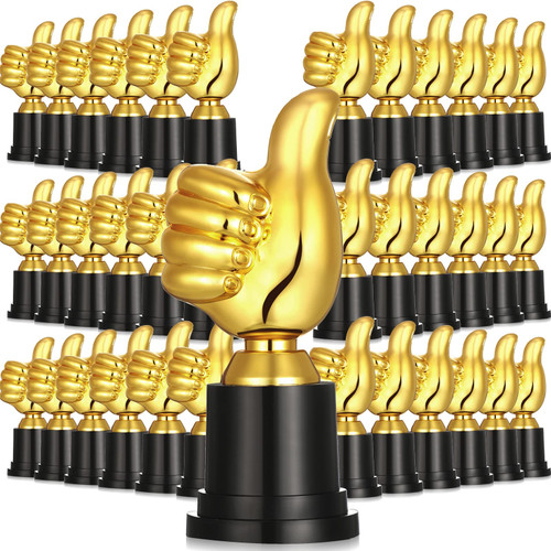 Kigeli 80 Pcs Gold Trophy Awards 5 Inch High Thumbs up Trophies Bulk Golden Thumbs Awards Plastic Thumbs up Awards Trophies Bulk for School Office Sports Competition Employee Teacher Coworker Gifts