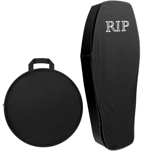 Liliful 5.6 ft Halloween Pop up Coffin with Lid Collapsible Coffin Prop Scary Life Size Instant Coffin Fake Halloween Coffin Decorations Outdoor for Graveyard, Cemetery, Party, House, Lawn Decor