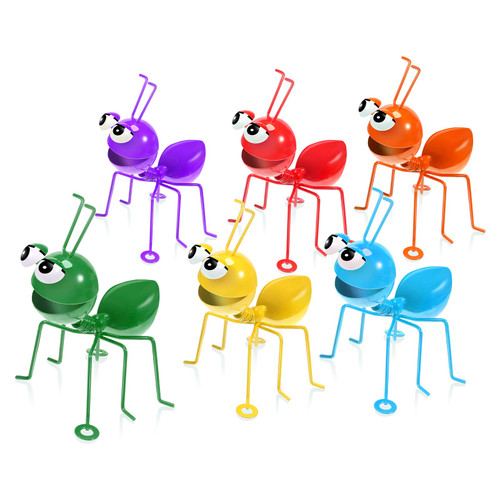 6 Pcs Metal Ant Garden Decor Set Ant Yard Wall Decor Fence Hanging Decoration Cute 3D Wall Art Colorful for Indoor Bathroom Kid's Room Outdoor Tree Porch Patio Wall Sculpture