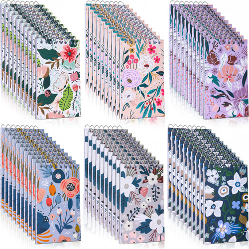 60 Pcs Small Notebook 3x5 Spiral Notepads Pocket Notebook Top Bound Memo Pads Mini Ruled Notepad Bulk 50 Sheets Per Notebook for Home Office College School Gifts, 6 Styles