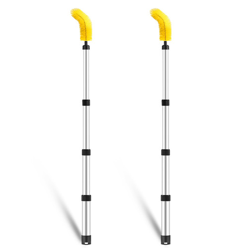 Liliful 2 Pcs Gutter Cleaning Brush Roofing Guard Cleaner Tool Gutter Cleaning Tools Gutter Guard Brush with 6.3 ft Telescopic Pole, Easy to Remove and Clean Leaves Debris from The Ground