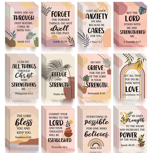 48 Pcs Bible Verse Notebook Religious Motivational Notepads Small Pocket Journal Inspirational Notepads Christian Scripture Notebooks for Office School Travel Supplies, 3.5 x 5 Inch